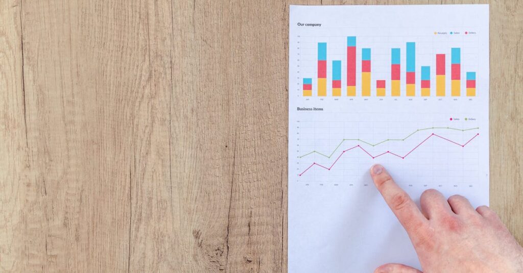 Person Pointing Paper Line Graph